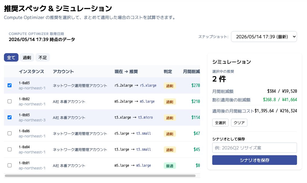 OptSight の推奨スペック & シミュレーション画面